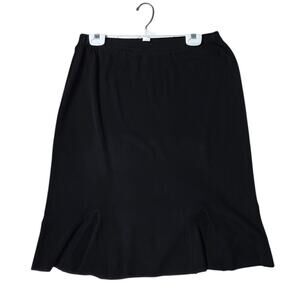 Ming Wang Black 100% Filament/Acrylic Midi Pull On Skirt - Large